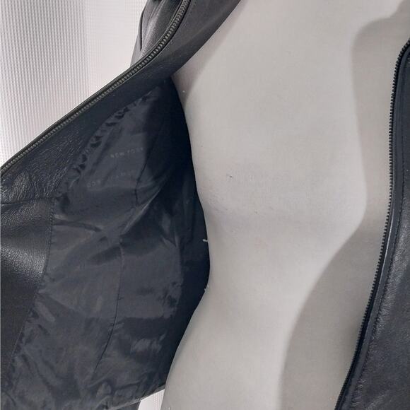 NEW YORK & CO.! BLACK GENUINE LEATHER STREAMLINED & SLEEK JACKET, COAT! SZ S - Picture 7 of 11